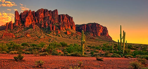Desert sunset with mountain near Phoenix, Arizona