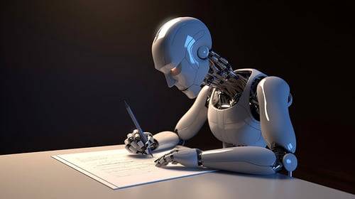 Generative AI. Robot writing content