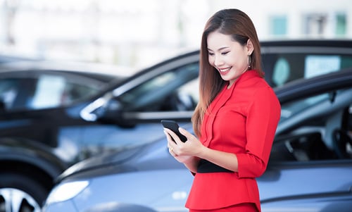 Receiving SMS text at car dealer's
